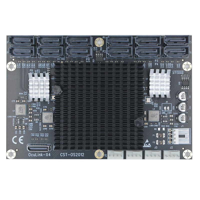 CST-OS2012: OCuLink (SFF-8612) 转 12*SATA 扩展卡